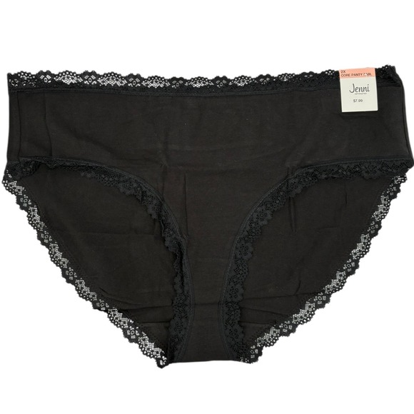 Jenni Intimates Other - Jenni Intimates Womens Plus Size 2X Black Lace Trim Comfort Core Panty